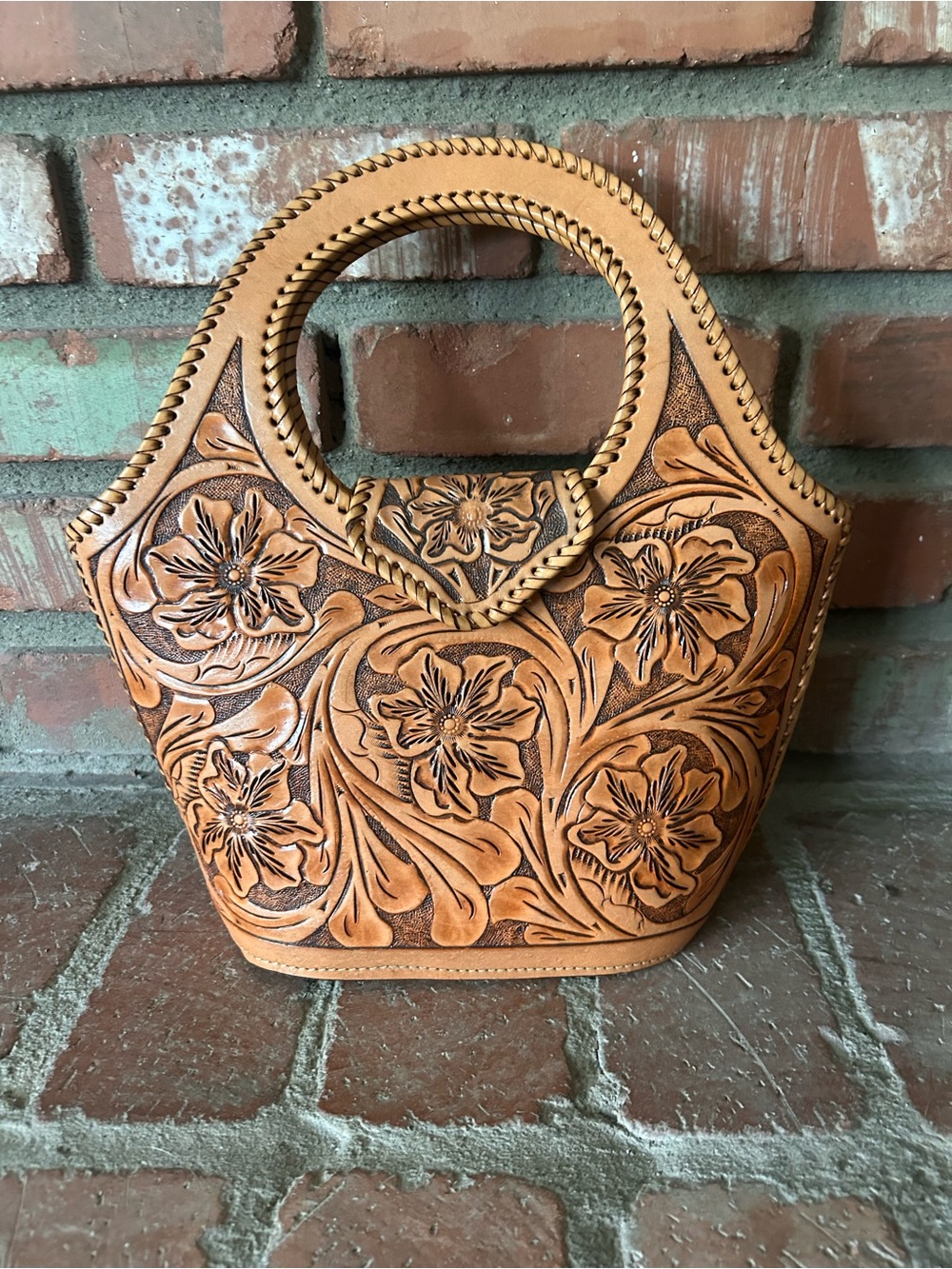 Origenes by David Luna Leather Handmade Floral Purse Bag